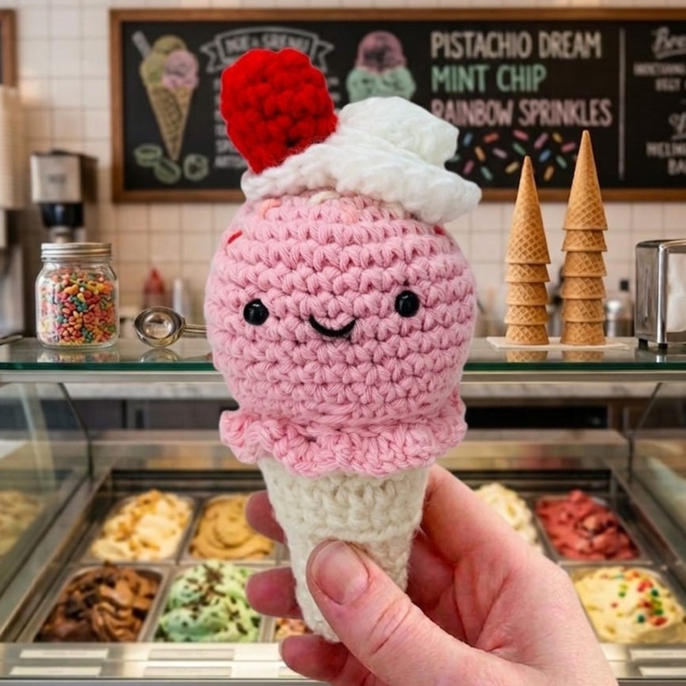 🍦Ice Cream Cone Plush Toy - Pink and Cream